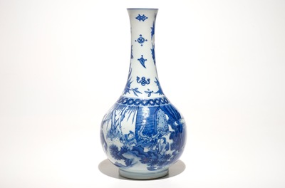 Een Chinese blauwwitte flesvormige vaas, Transitie periode